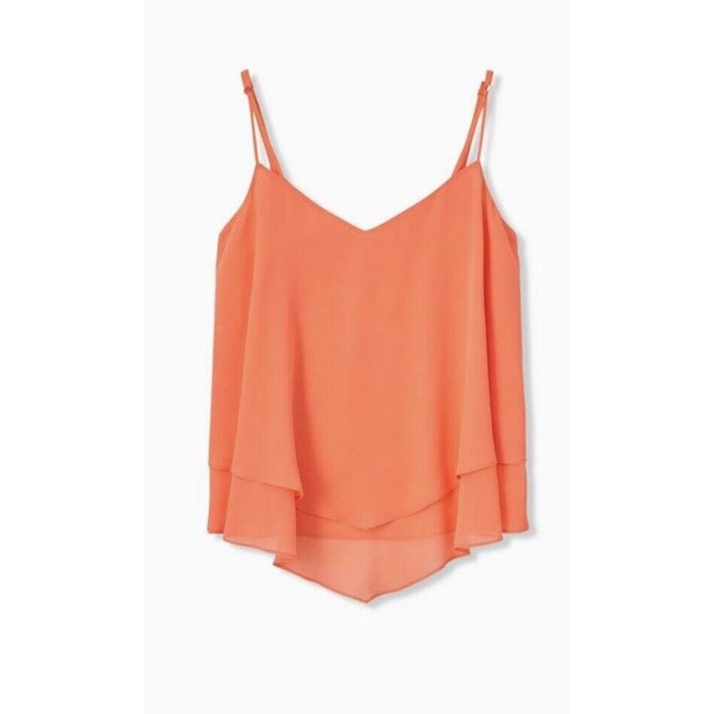 Torrid Orange Georgette V-Neck Layered Chiffon Swing Cami Tank Top Womens Sz 1X